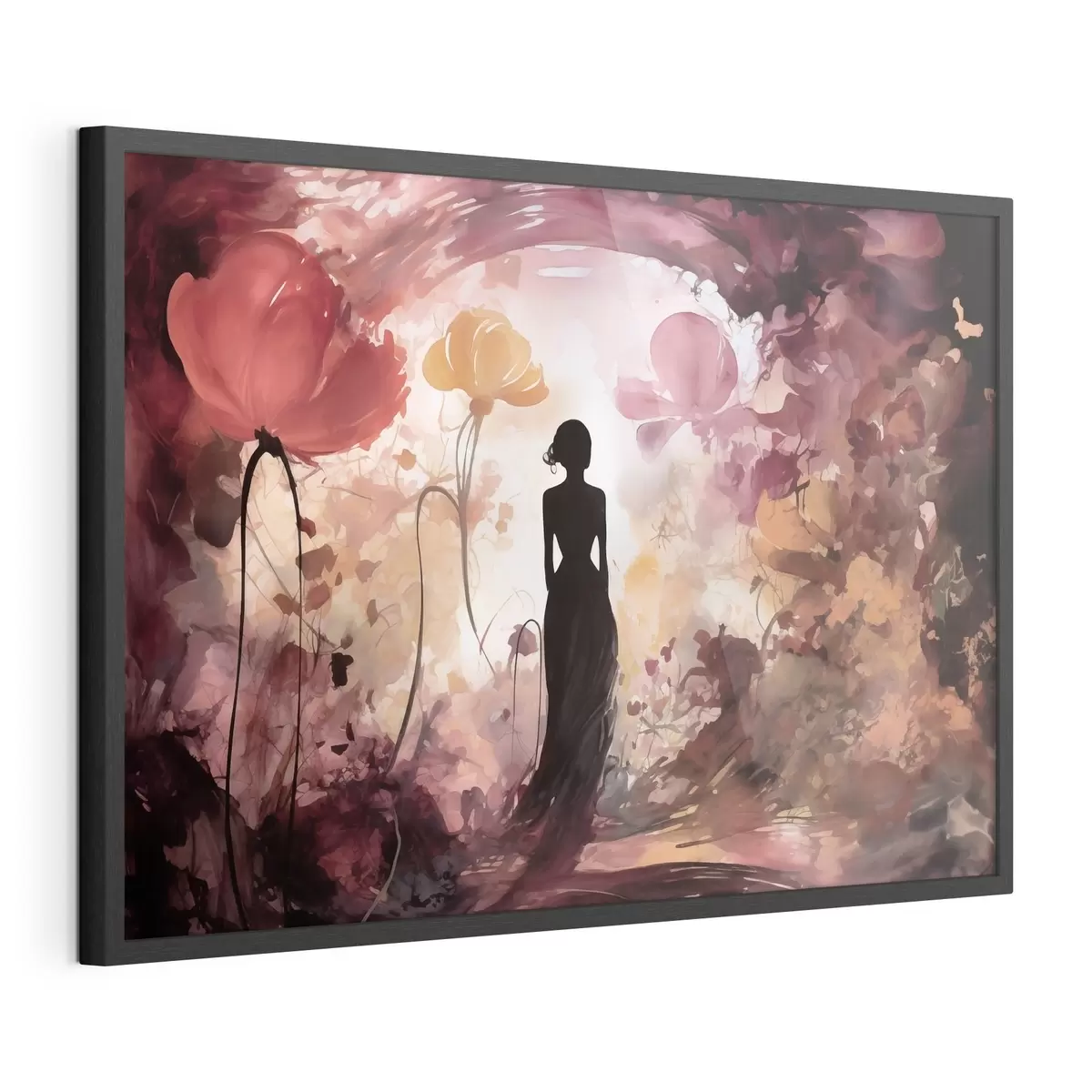 Poster Sagoma di una donna in un giardino fiabesco in fiore f51081