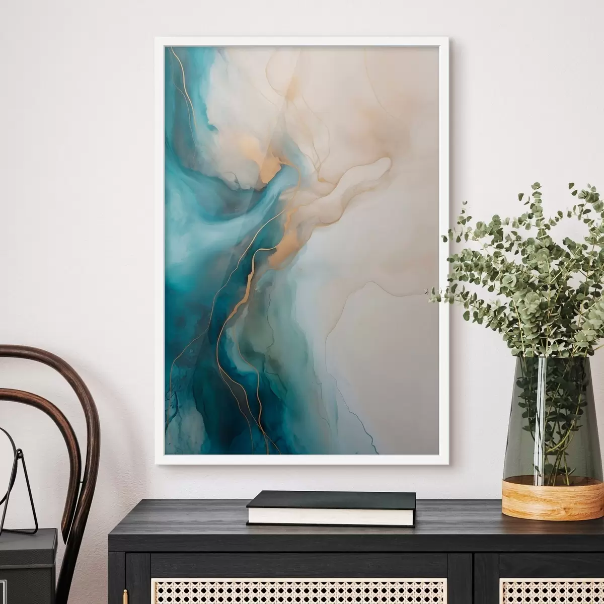 Poster Onde di marmo azzurro e sabbia f51082