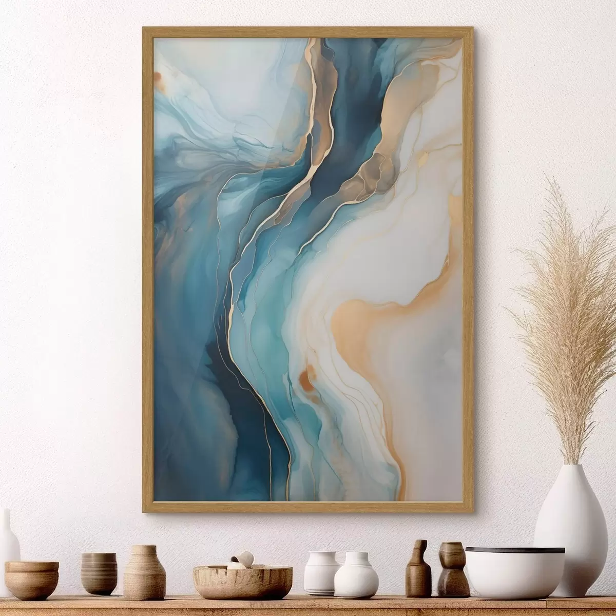 Poster Marmo smeraldo con venature color ambra f51083