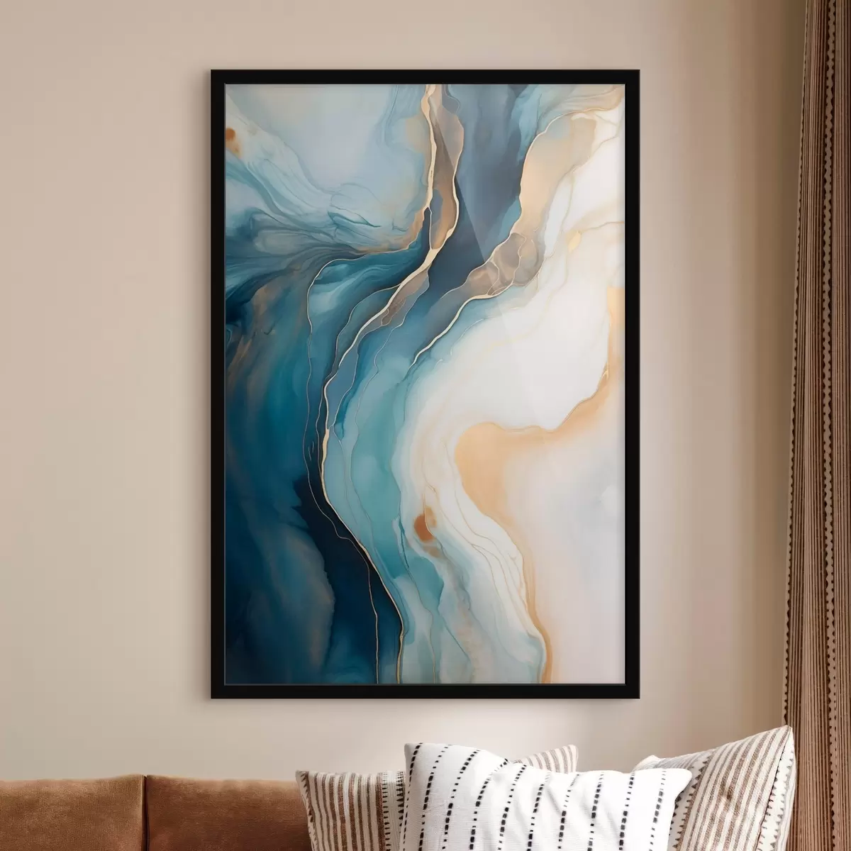 Poster Marmo smeraldo con venature color ambra f51083