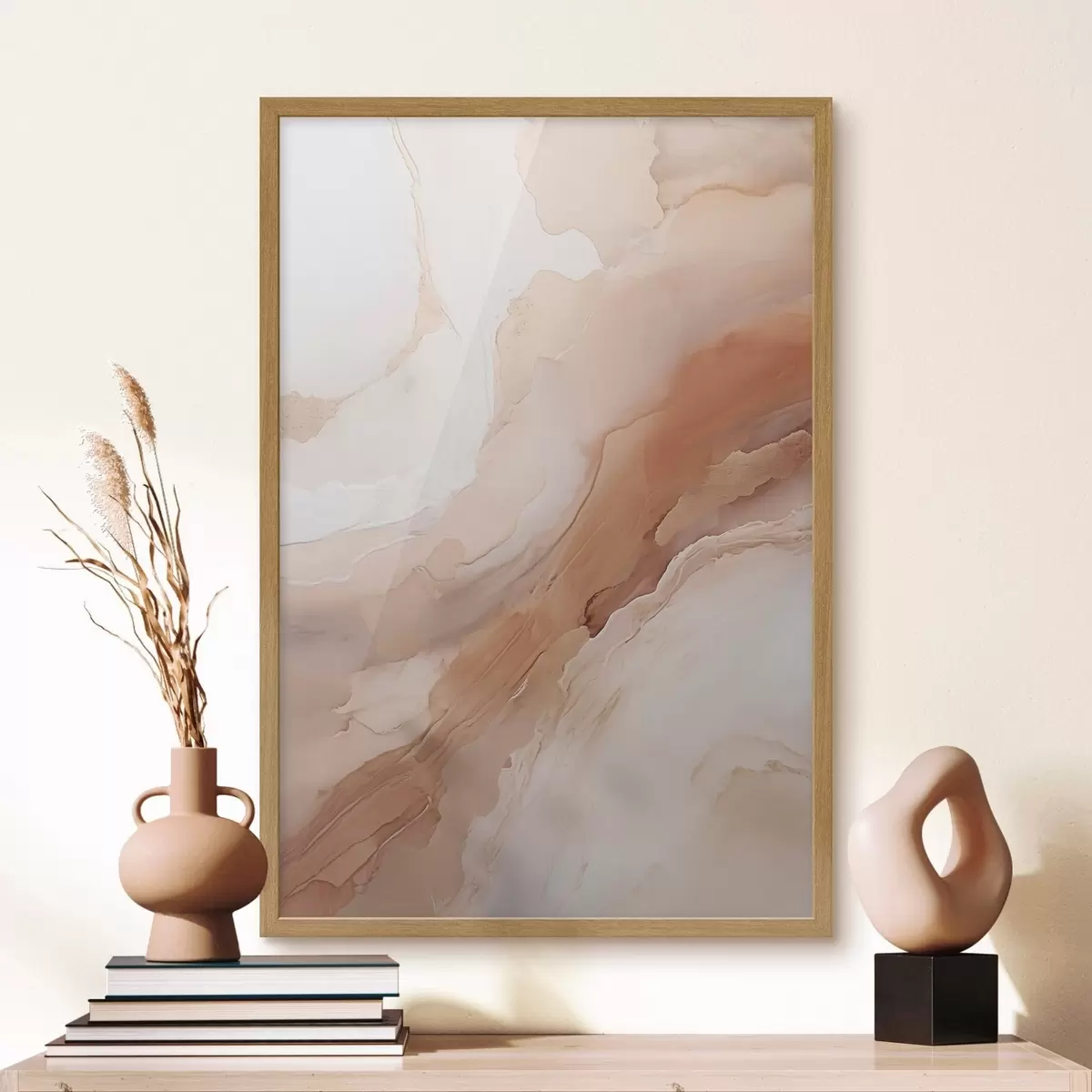 Poster Strati di madreperla beige dalla trama raffinata f51084