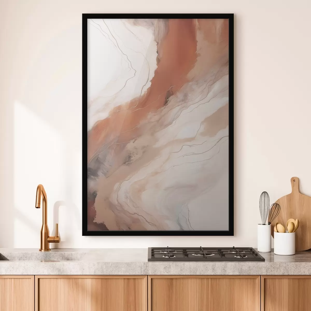 Poster Calde onde di arte fluida color terracotta f51085