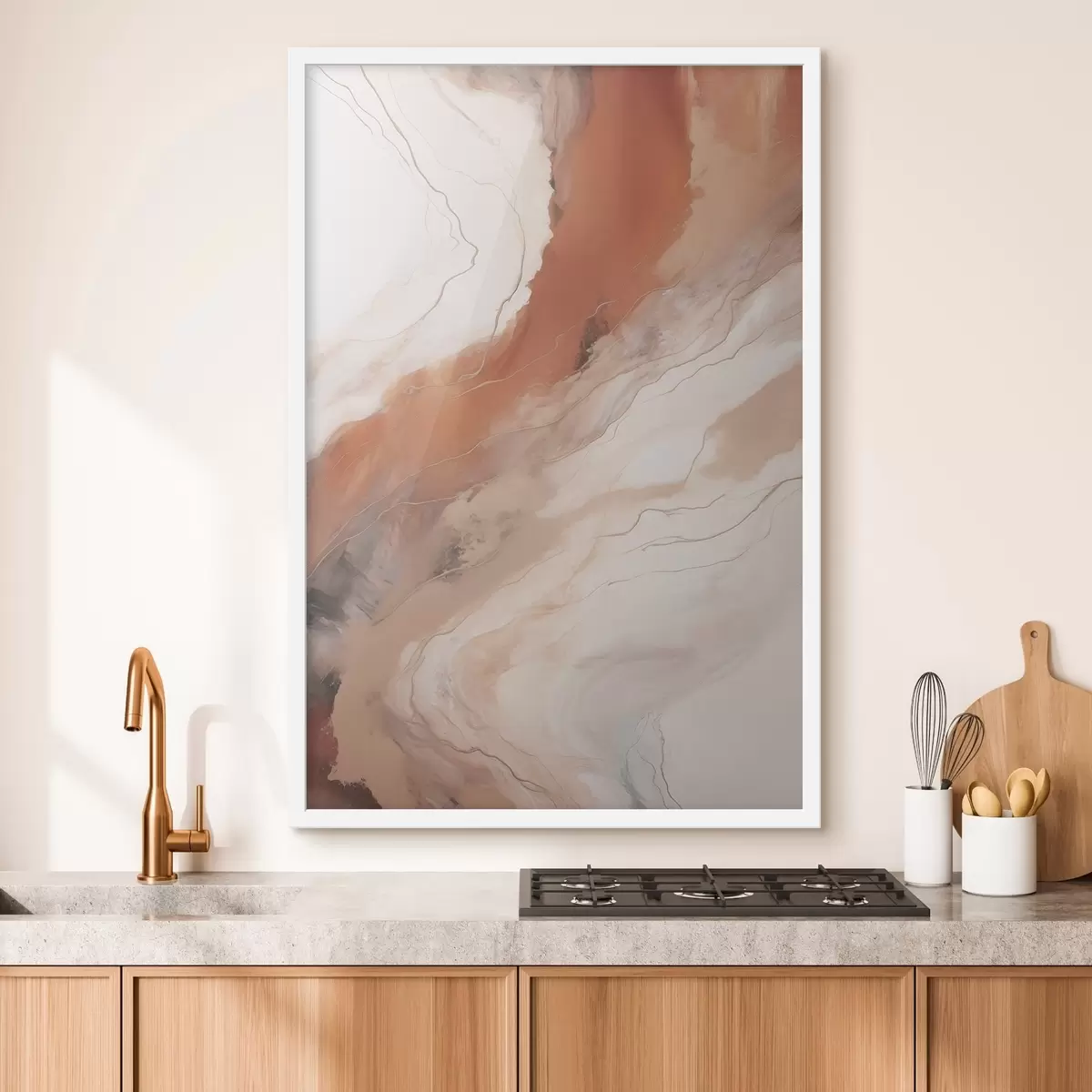 Poster Calde onde di arte fluida color terracotta f51085