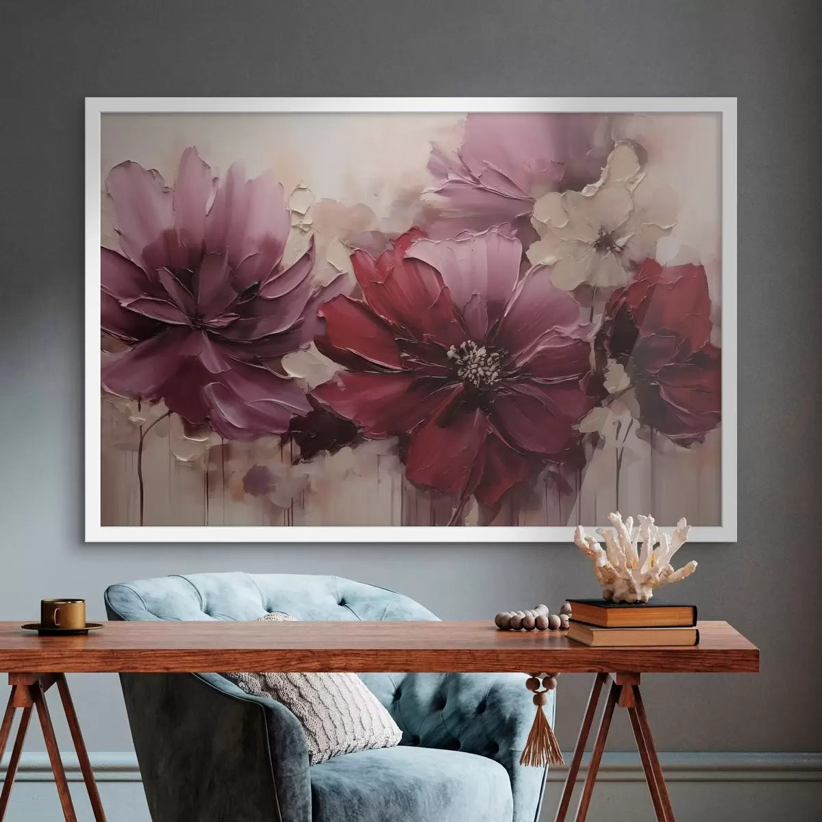 Poster Dalie dal colore intenso bordeaux e color cipria f51086