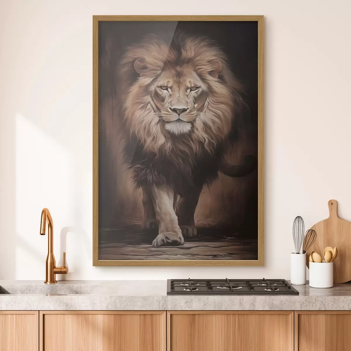 Poster Maestoso leone in un ambiente buio f51087