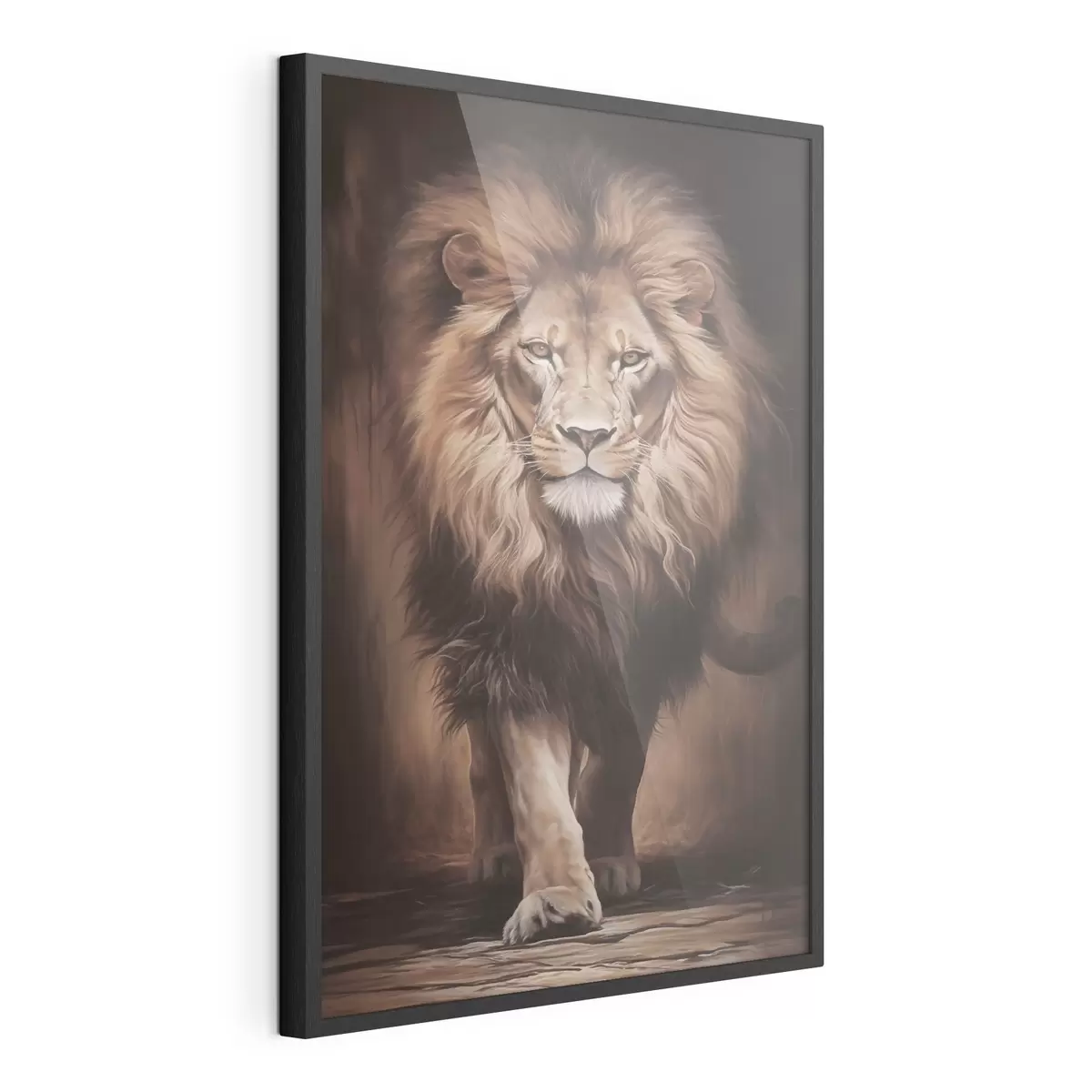 Poster Maestoso leone in un ambiente buio f51087