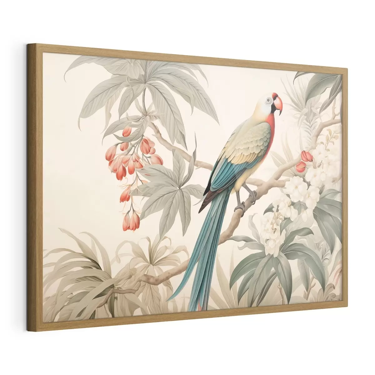 Poster Pappagallo tropicale su un ramo in fiore f51094