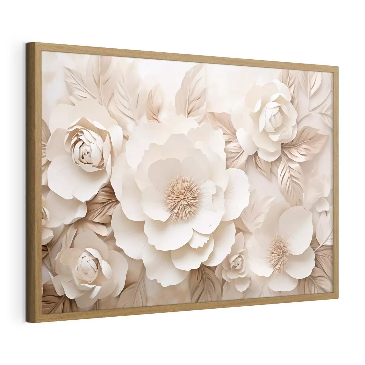 Poster Rilievo in gesso 3D con fiori bianchi f51096