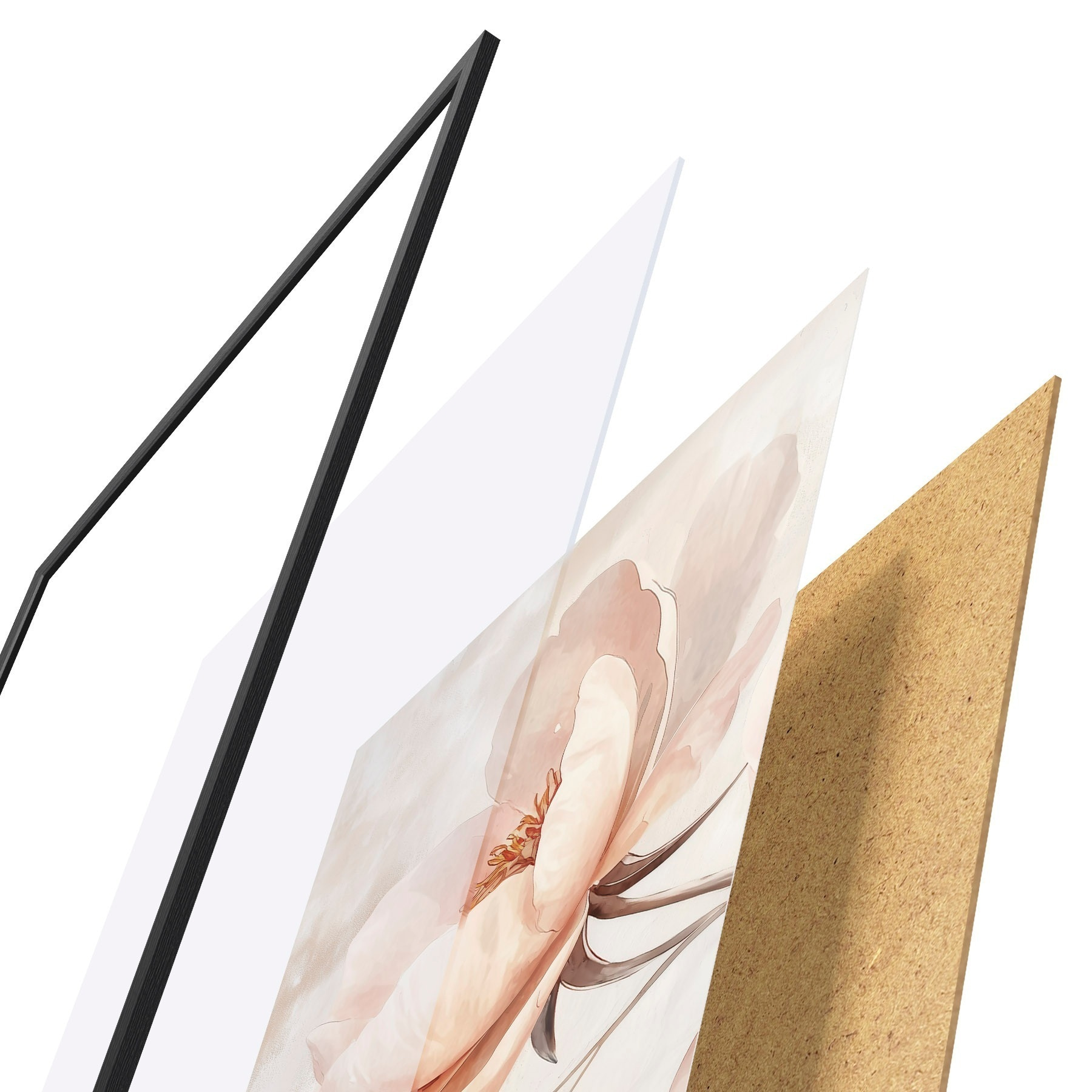 Poster Fiore acquerellato rosa-beige f51098