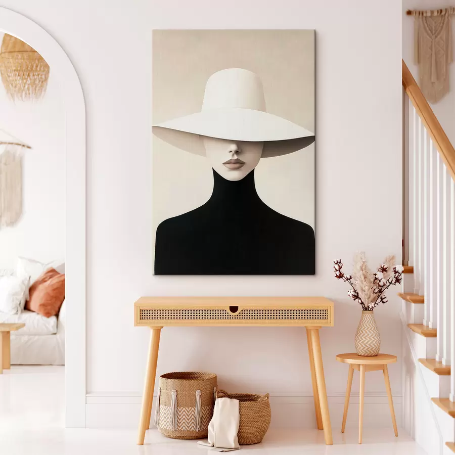 Quadro Donna con un cappello bianco nr. s51146