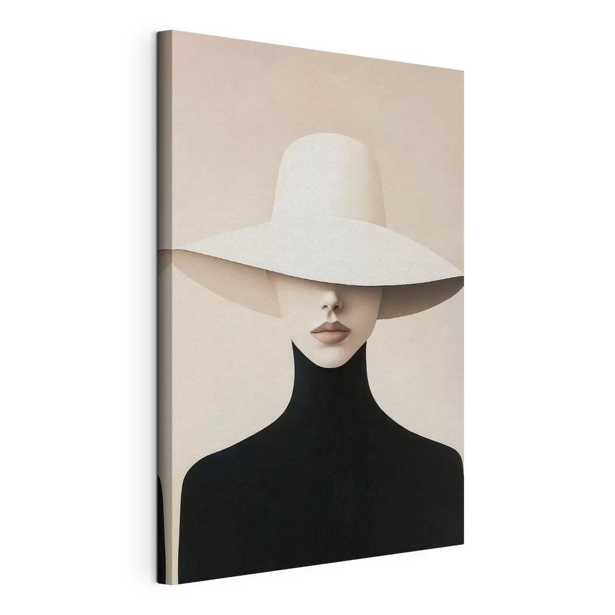 Quadro Donna con un cappello bianco nr. s51146