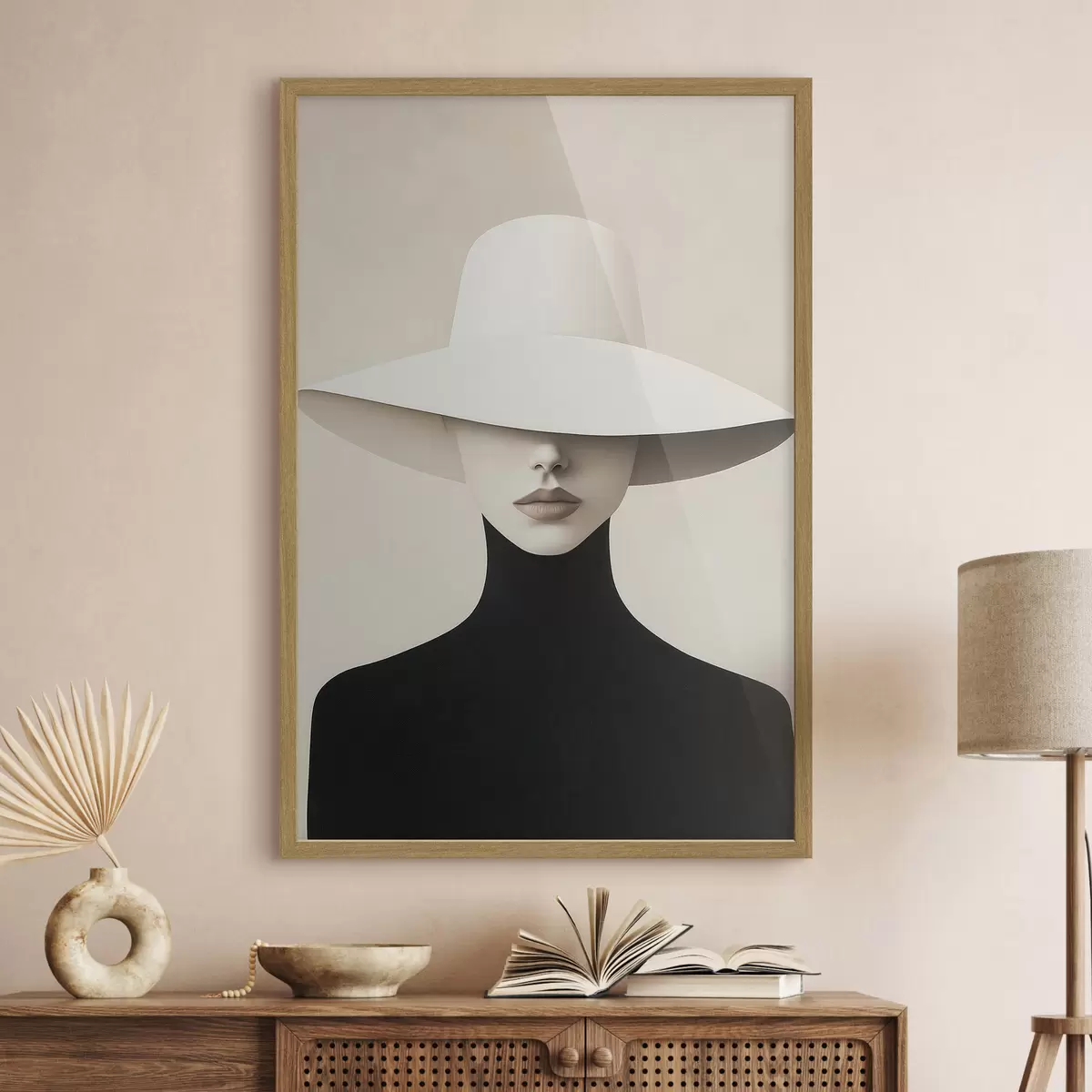 Poster Donna con un cappello bianco f51146