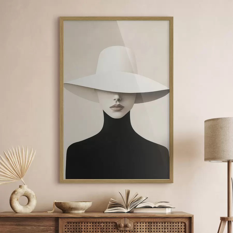 carta da parati Donna con un cappello bianco nr. f51146