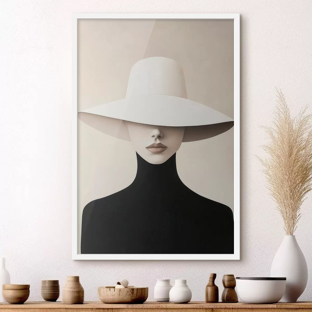 Poster Donna con un cappello bianco f51146