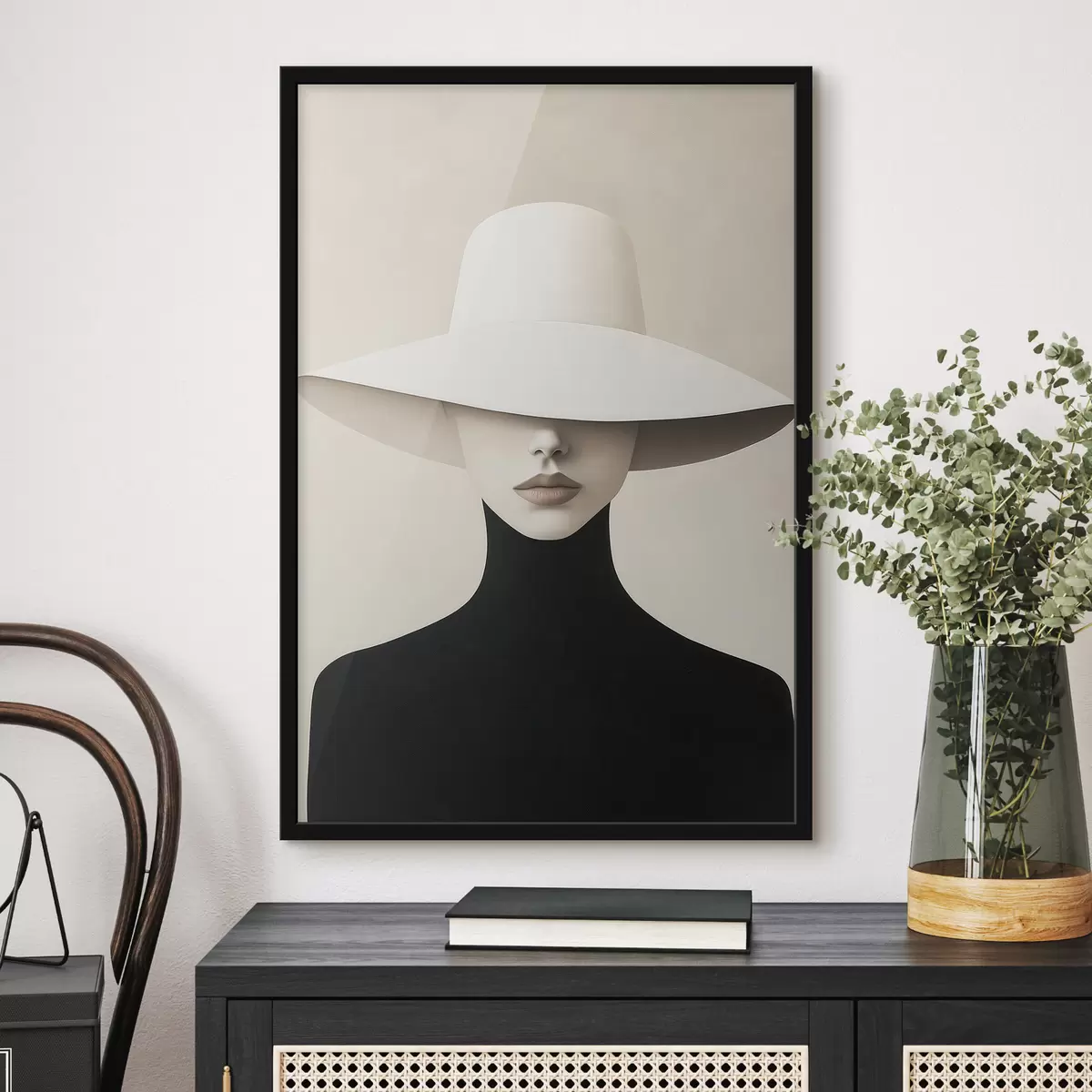 Poster Donna con un cappello bianco f51146