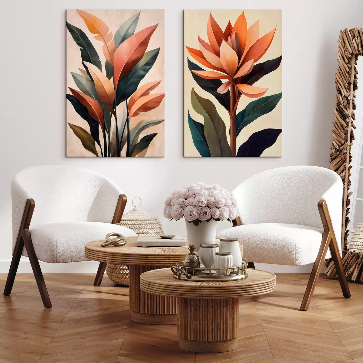 Quadro Fiori e foglie astratti nr. m31105