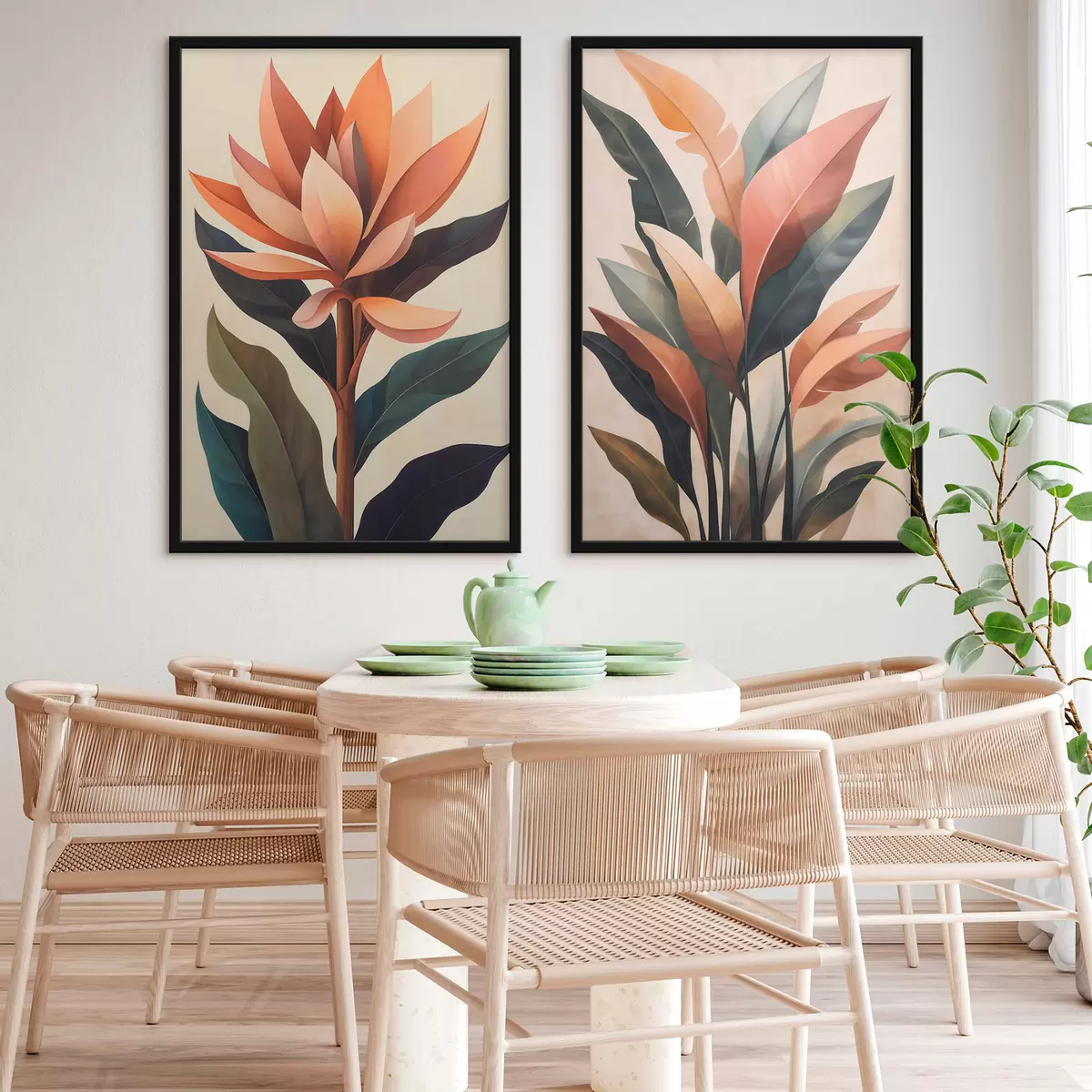 Poster Fiori e foglie astratti d31105
