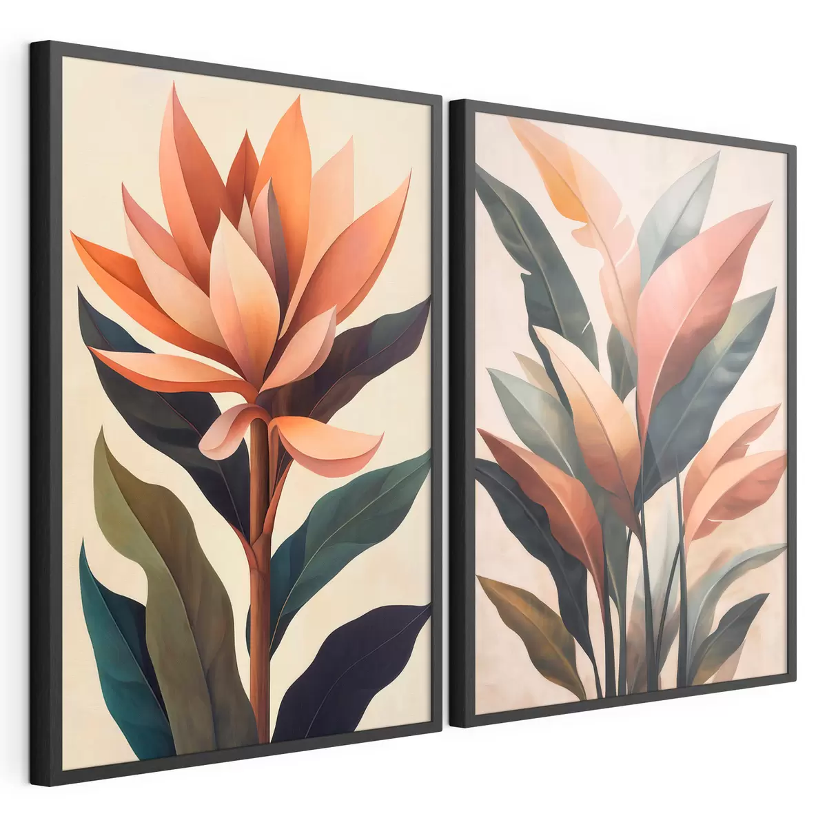 Poster Fiori e foglie astratti d31105