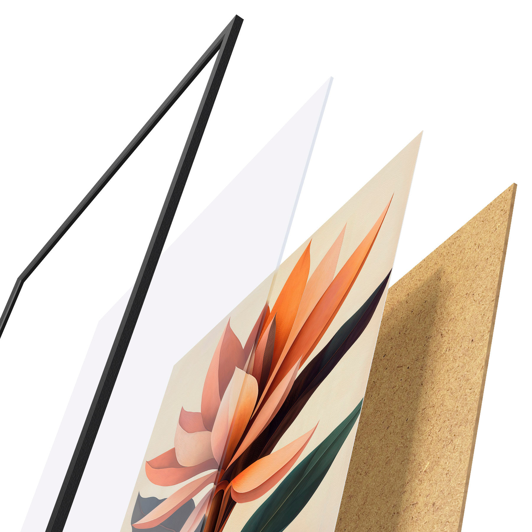 Poster Fiori e foglie astratti d31105