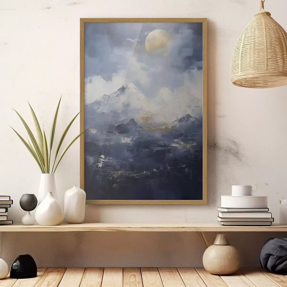 Poster Paesaggio montano notturno, imitazione di un dipinto f51165