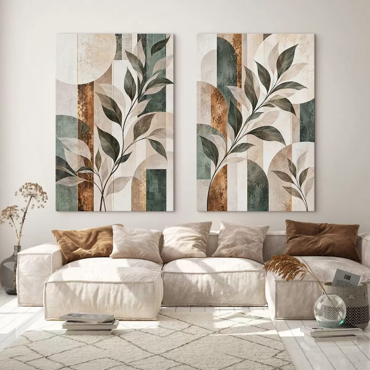 Quadro Astrazione con un ramo di foglie nr. m31117