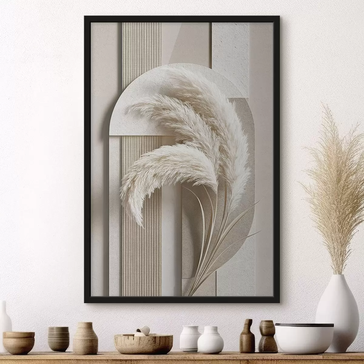 Poster Erba della pampa e archi geometrici f50869