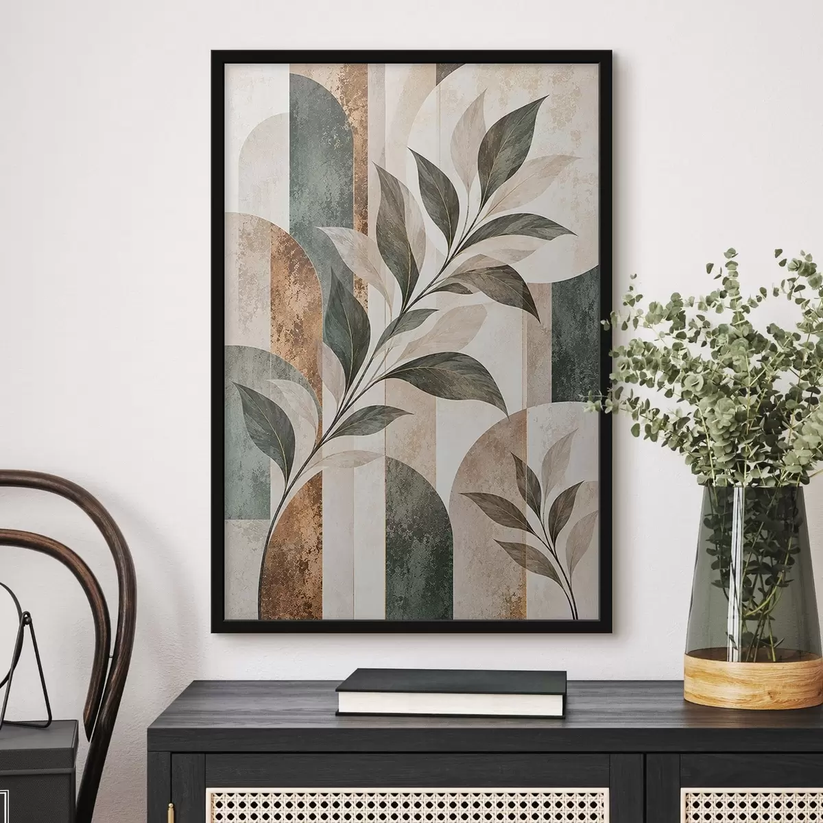 Poster Astrazione con un ramo di foglie f51181