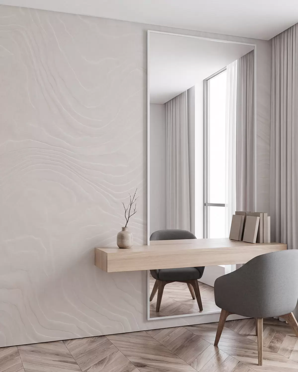 carta da parati Texture leggera e astratta con linee ondulate e un effetto intonaco naturale nr. w10092