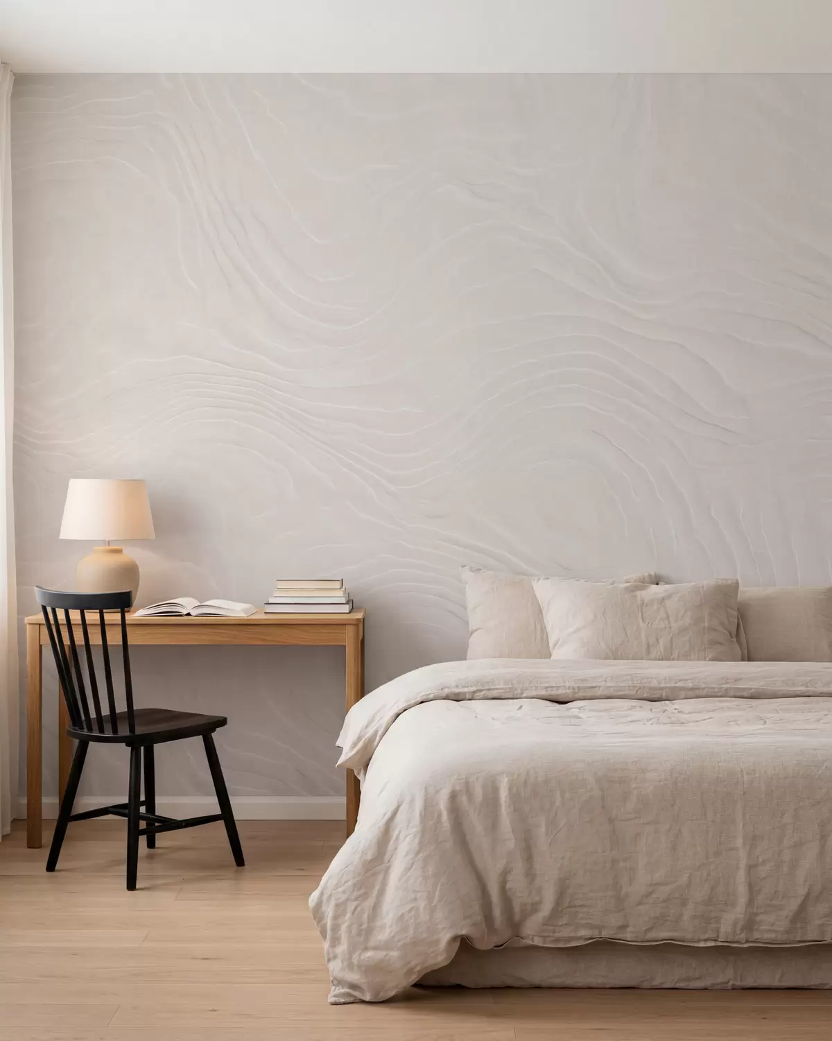 carta da parati Texture leggera e astratta con linee ondulate e un effetto intonaco naturale nr. w10092