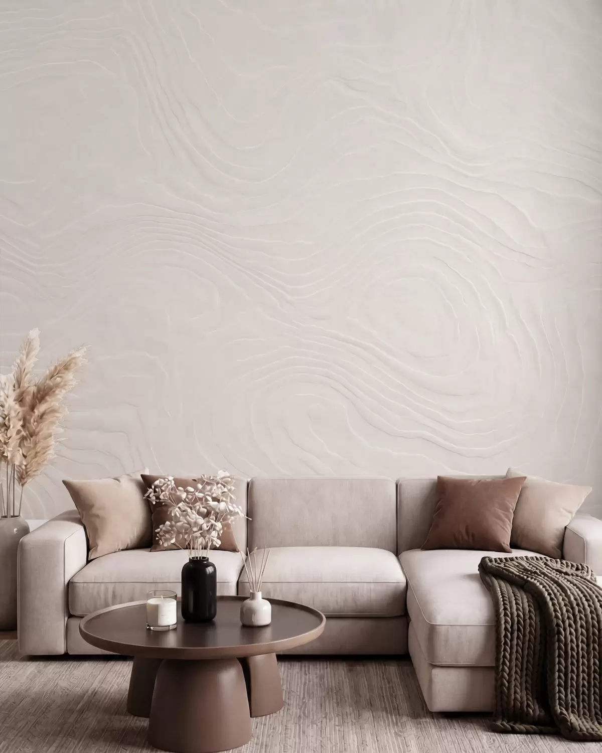 carta da parati Texture leggera e astratta con linee ondulate e un effetto intonaco naturale nr. w10092