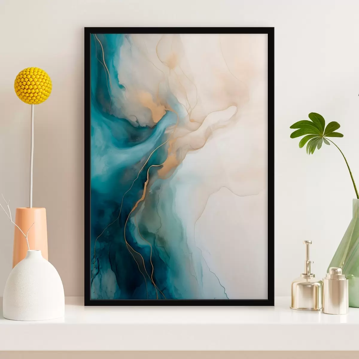 Poster Onde di marmo azzurro e sabbia f51082