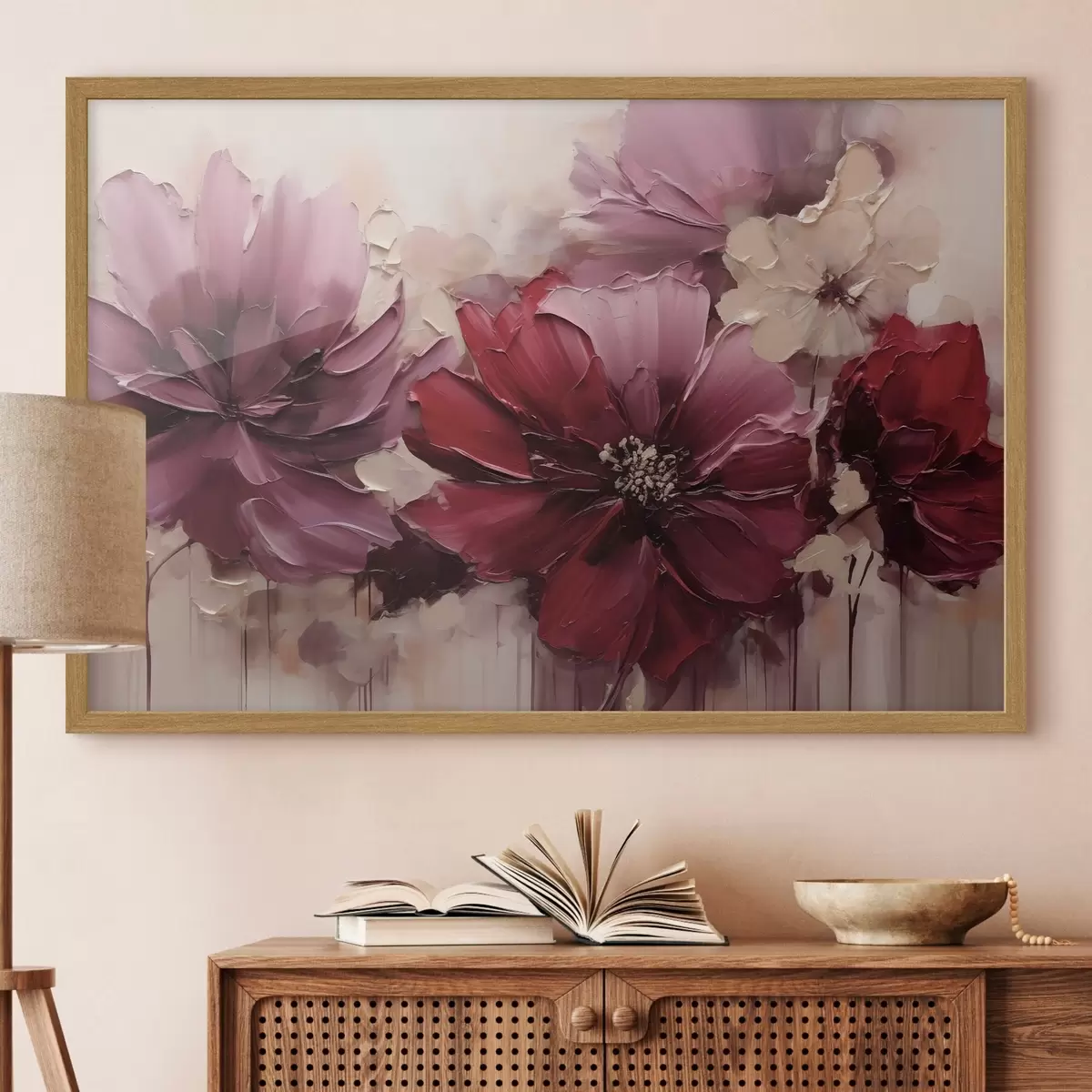 Poster Dalie dal colore intenso bordeaux e color cipria f51086