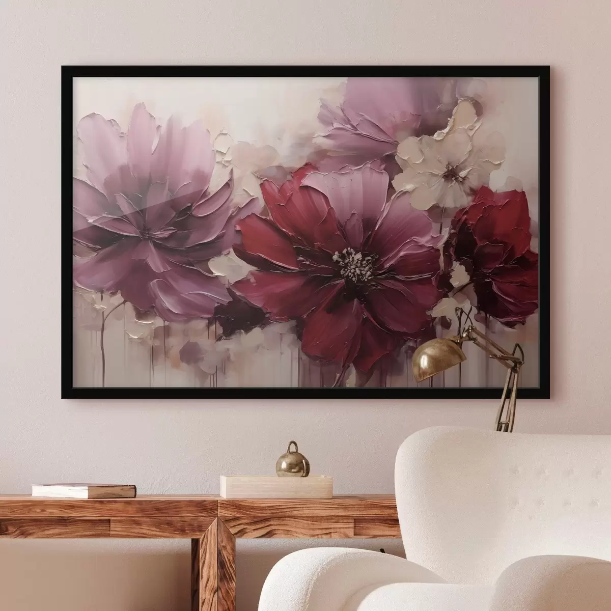 Poster Dalie dal colore intenso bordeaux e color cipria f51086