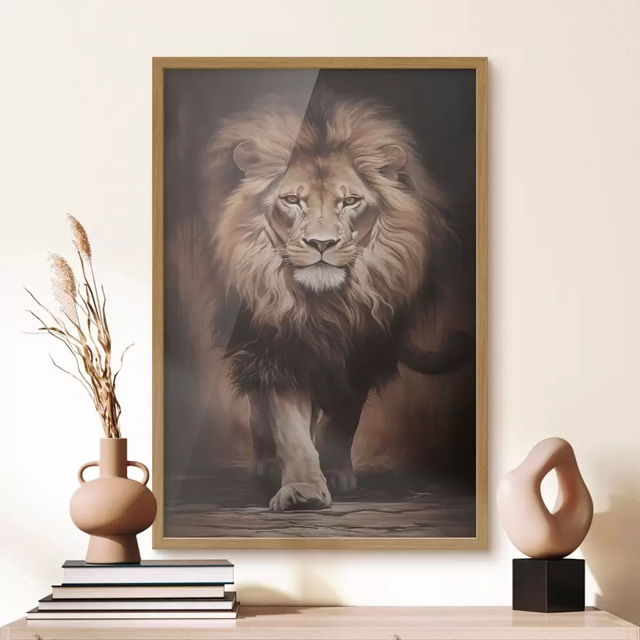 carta da parati Maestoso leone in un ambiente buio nr. f51087