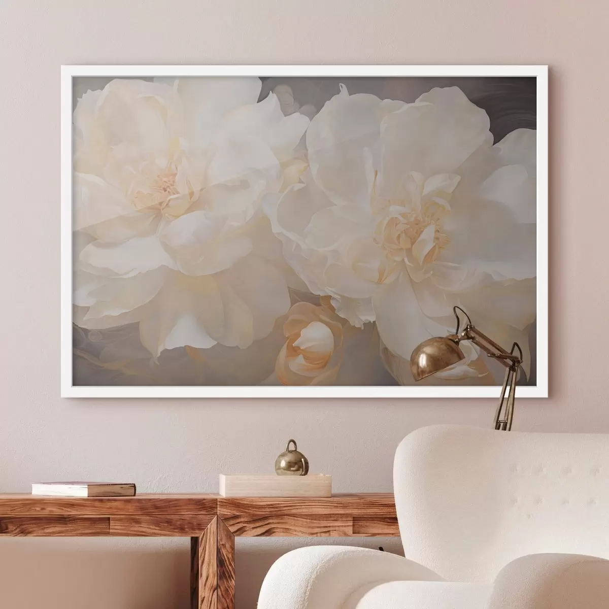 Poster Primo piano su due peonie chiare f51088