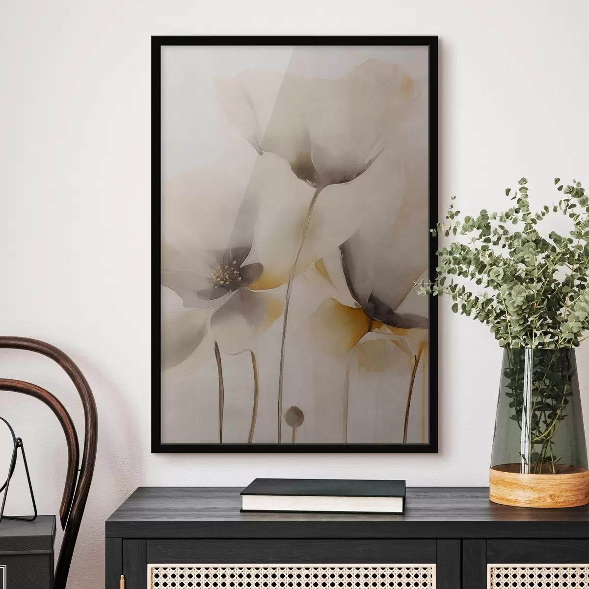 Poster Papaveri ariosi in tonalità beige f51090
