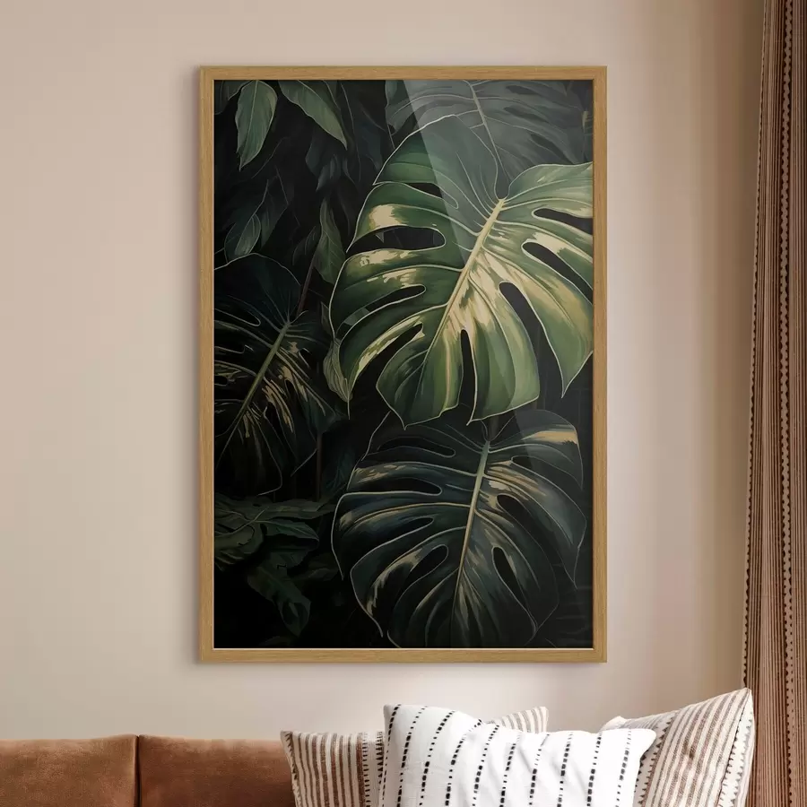 carta da parati Foglie lucide di Monstera nei tropici oscuri nr. f51091
