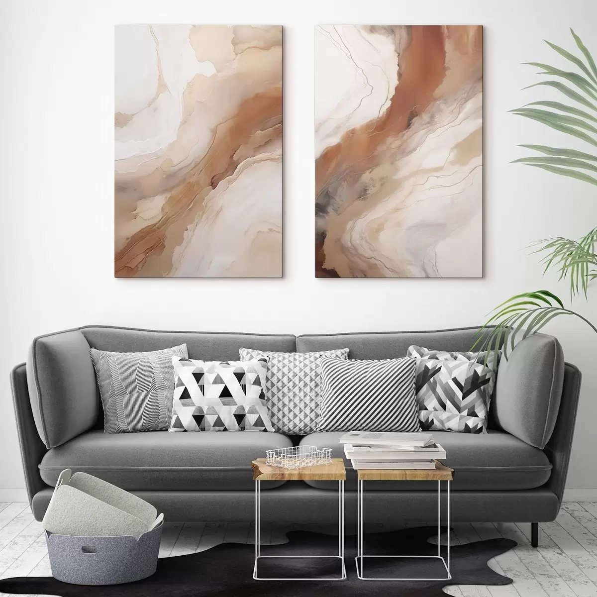 Quadro Strati di arte fluida nei toni del beige e della terracotta nr. m31089