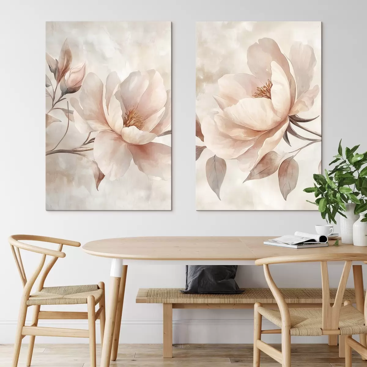 Quadro Peonie in acquerello in polvere nr. m31091