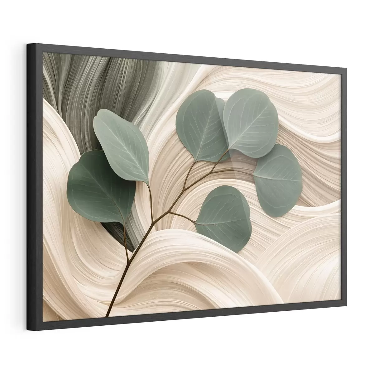 Poster Foglie astratte e linee ondulate f51283