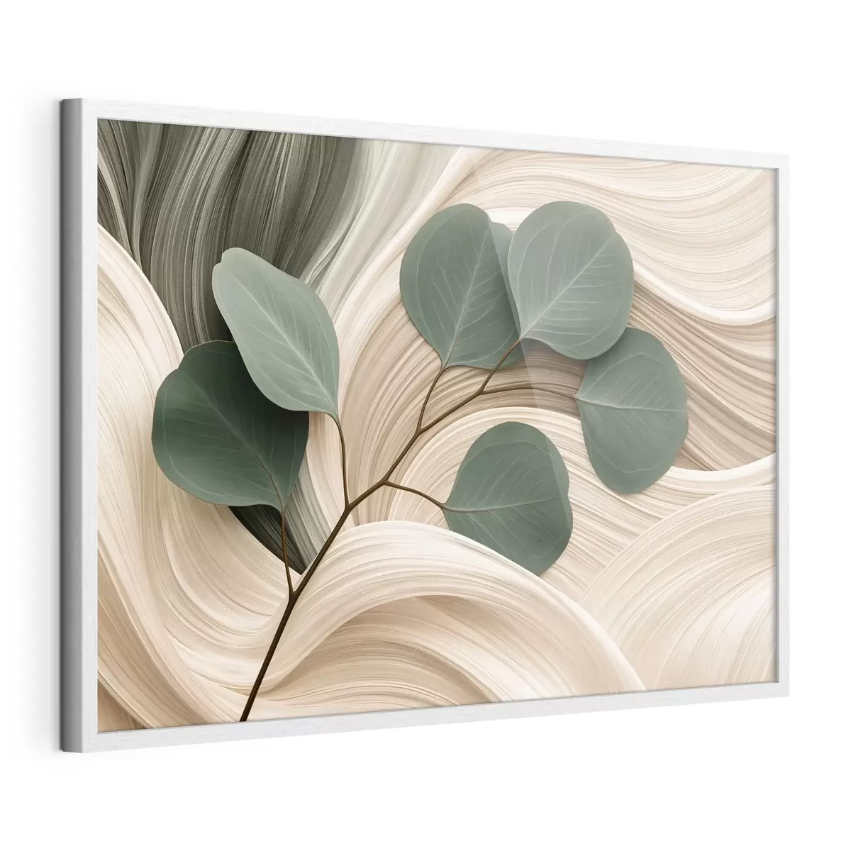 Poster Foglie astratte e linee ondulate f51283