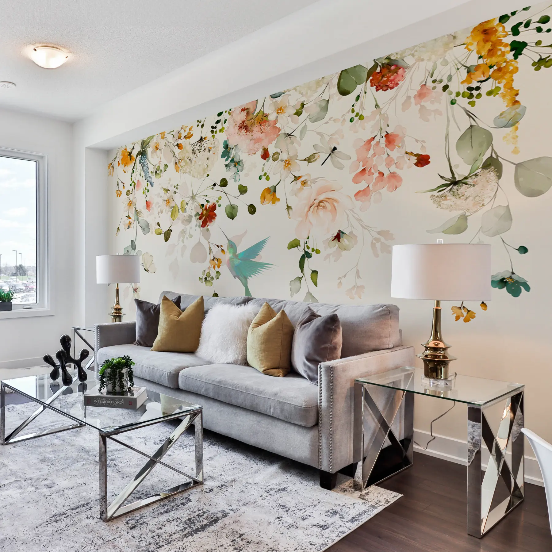 carta da parati Fiori e colibrì nr. u59610