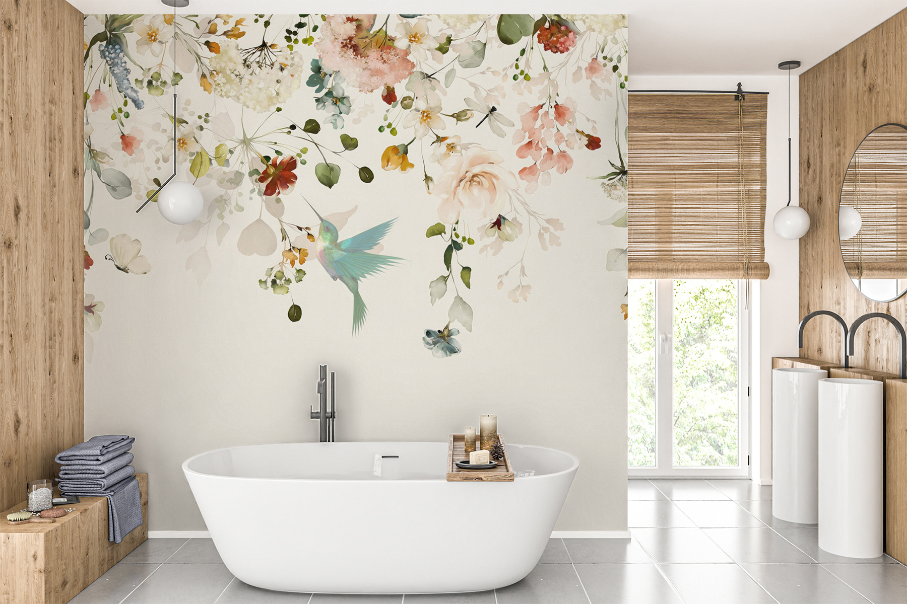 LZRNWP 5 Pannelli da Parete colibrì colorato, Quadri Moderni Stampa di Immagini Artistica Digitalizzata, olio Tela Decorativa Per Soggiorno o Stanza da letto, Arte Muraria Poster 125x60cm