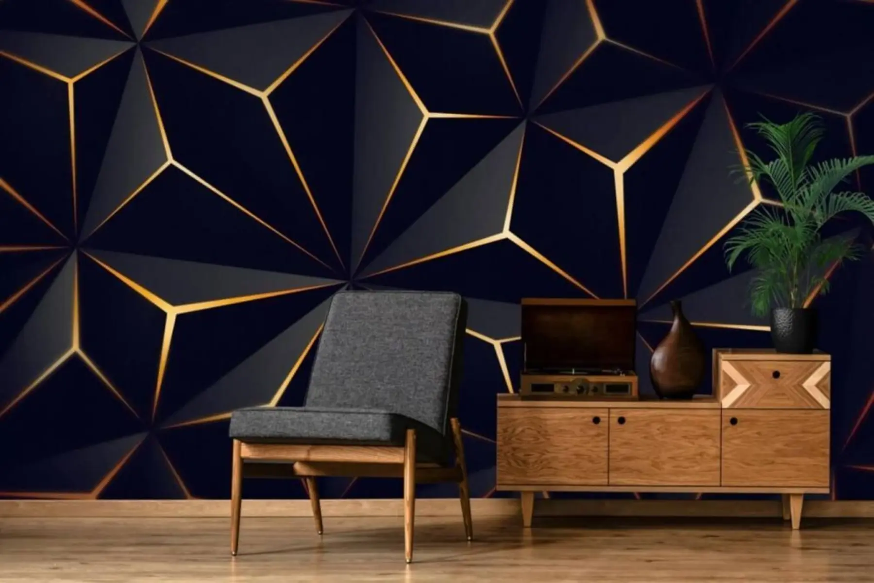 Carta da parati 3D Triangolo nero 