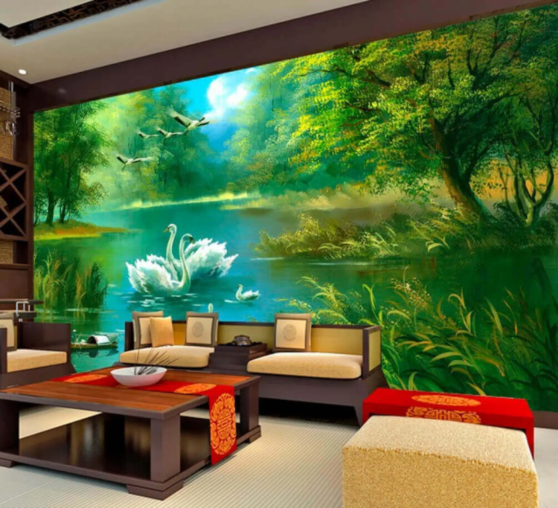 Carta da parati nature Cigni giganti sul lago 