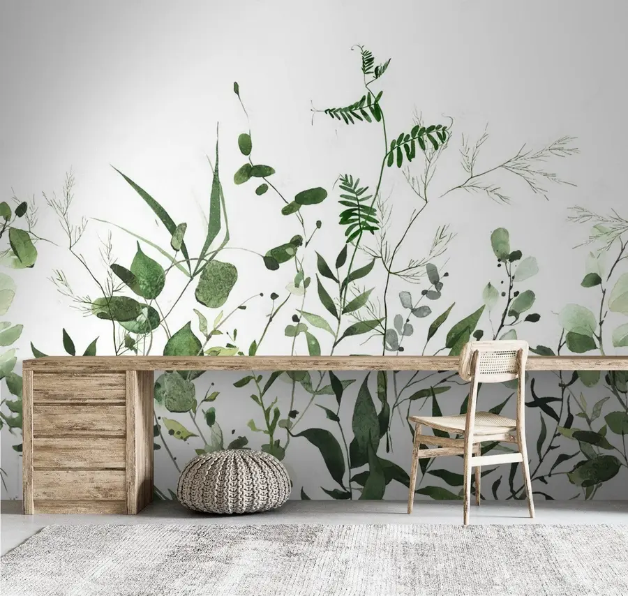 carta da parati Rami selvatici verdi nr. u72395