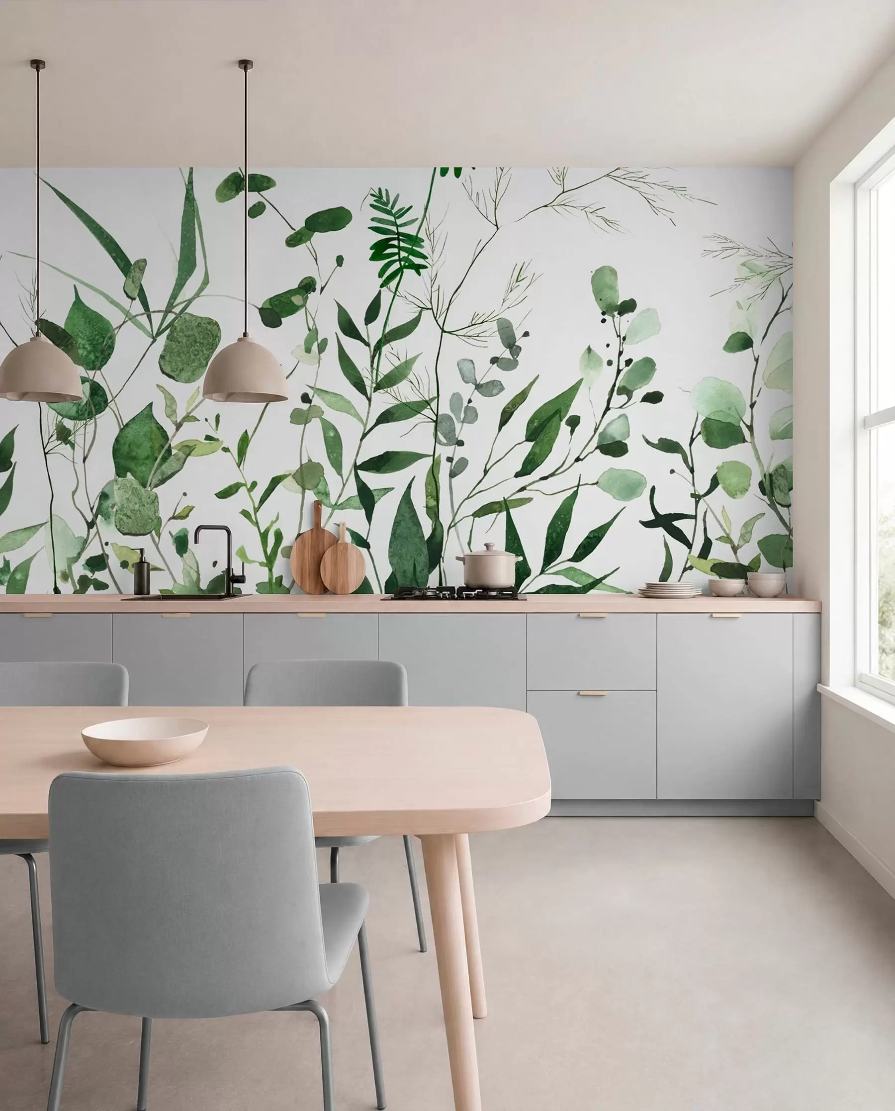 carta da parati Rami selvatici verdi nr. u72395