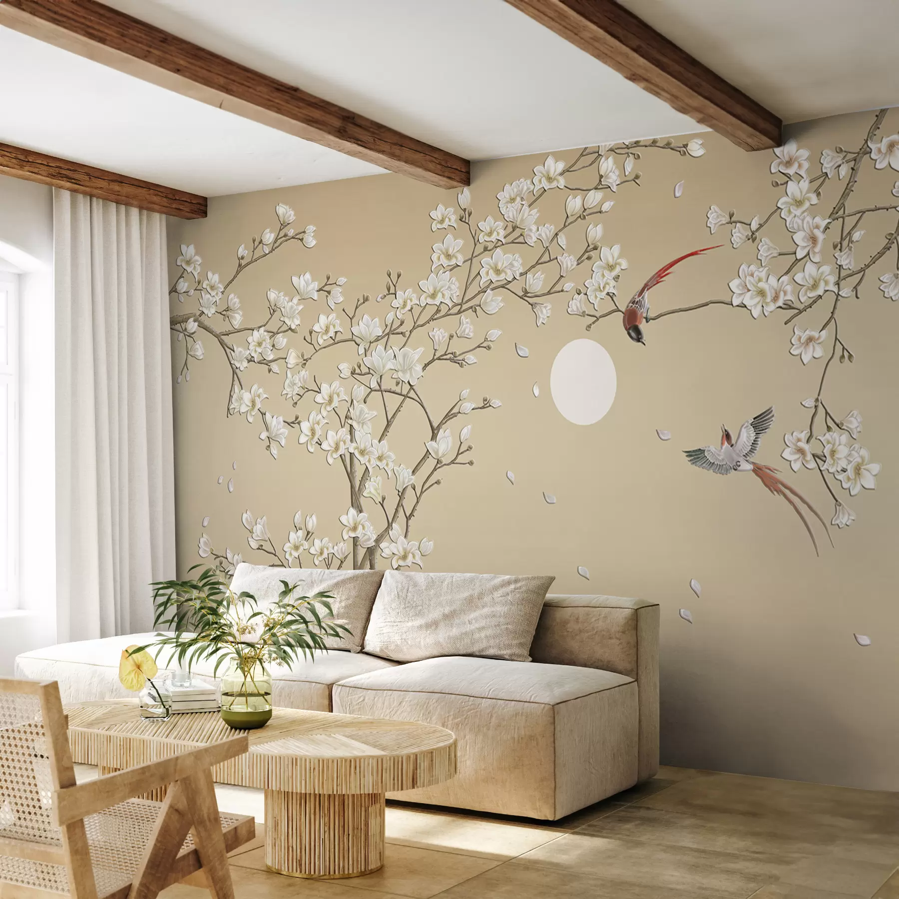 Carta da parati Floreale Uccelli, stile cinese n. u72938