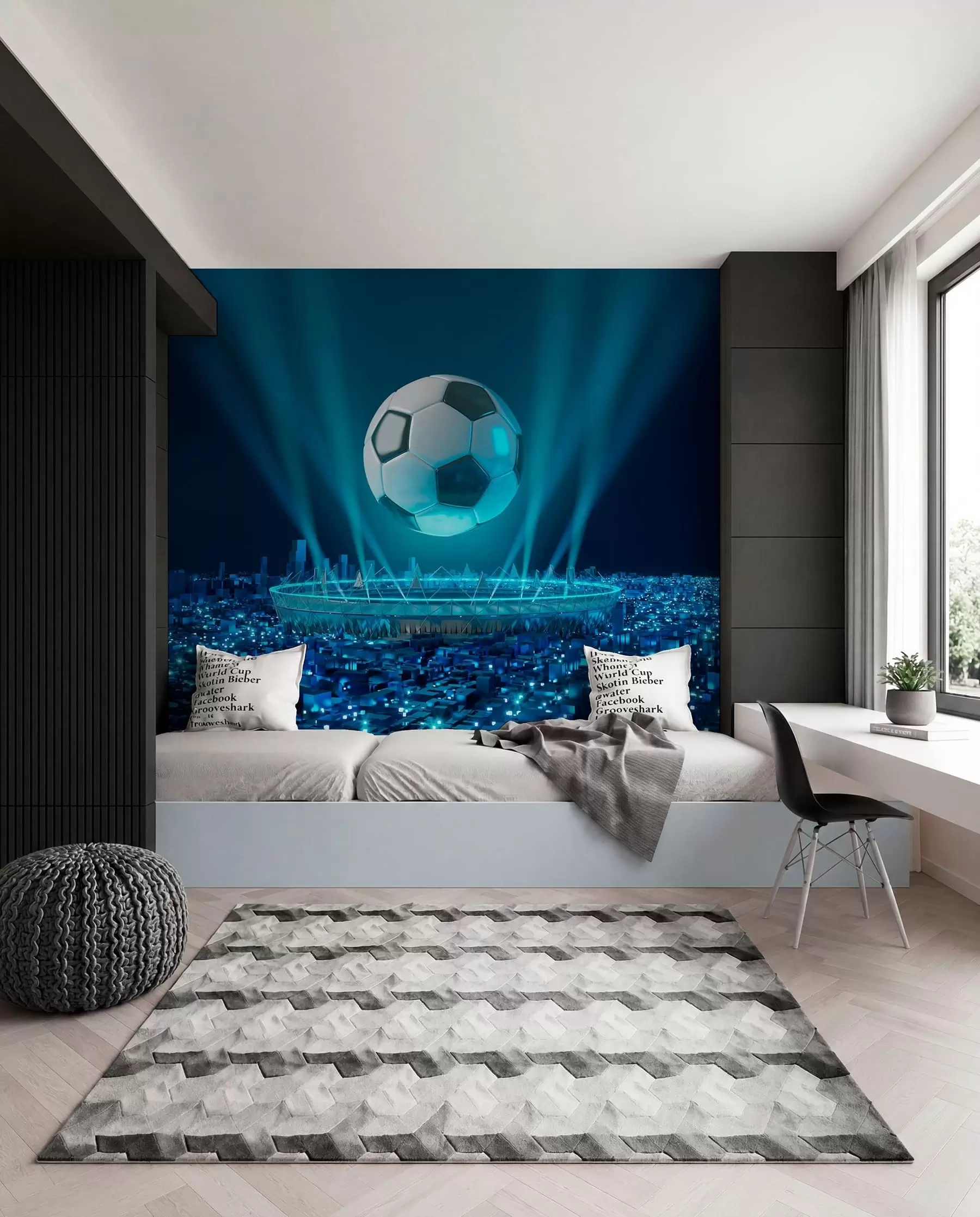 carta da parati Stadio sotto luci blu nr. u72793