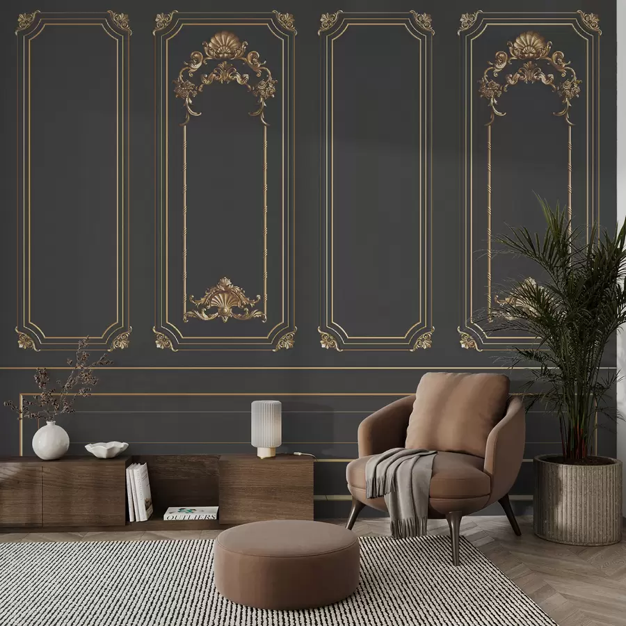 carta da parati Classico muro buzero francese in nero nr. u72623